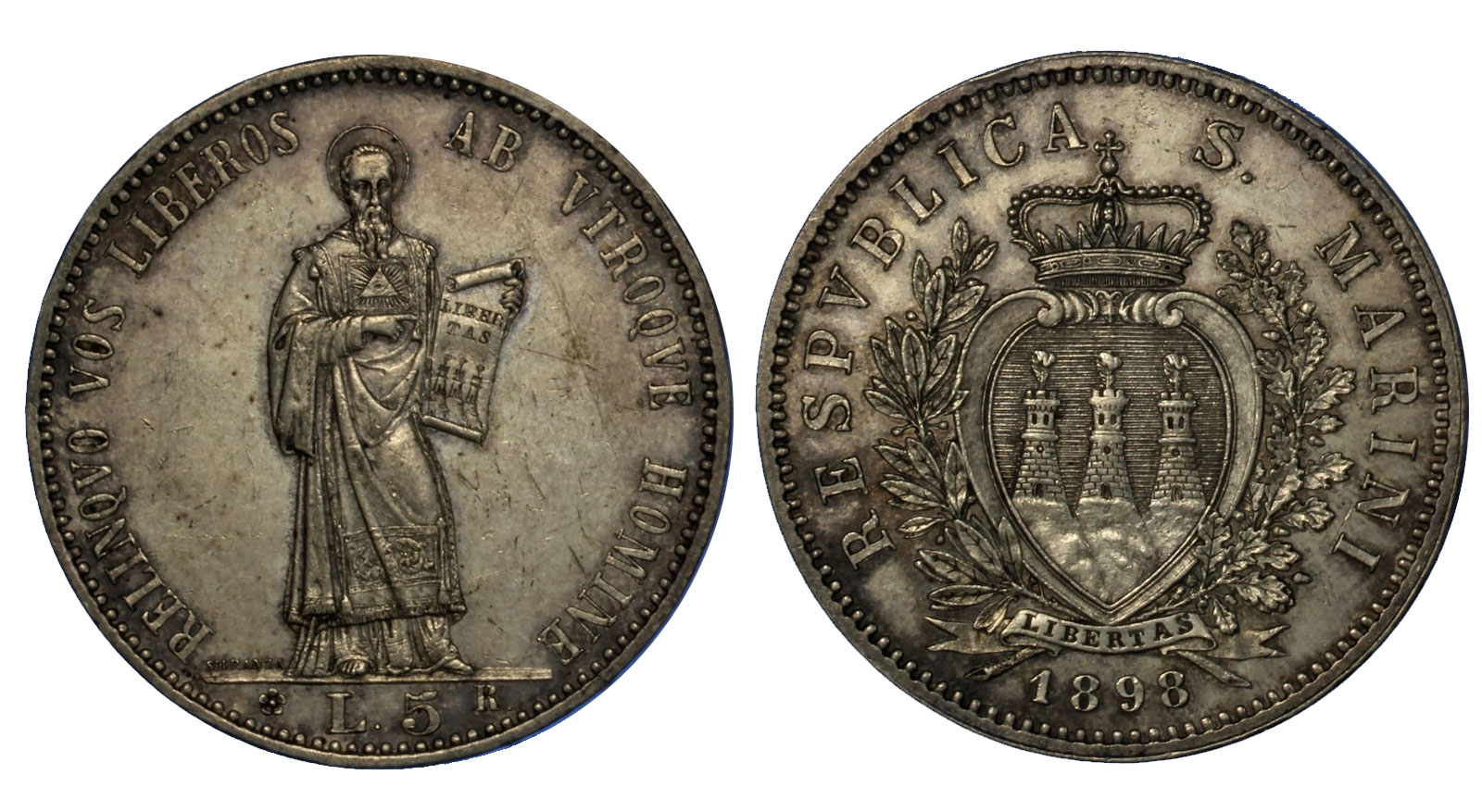 5 lire in argento zecca di Roma