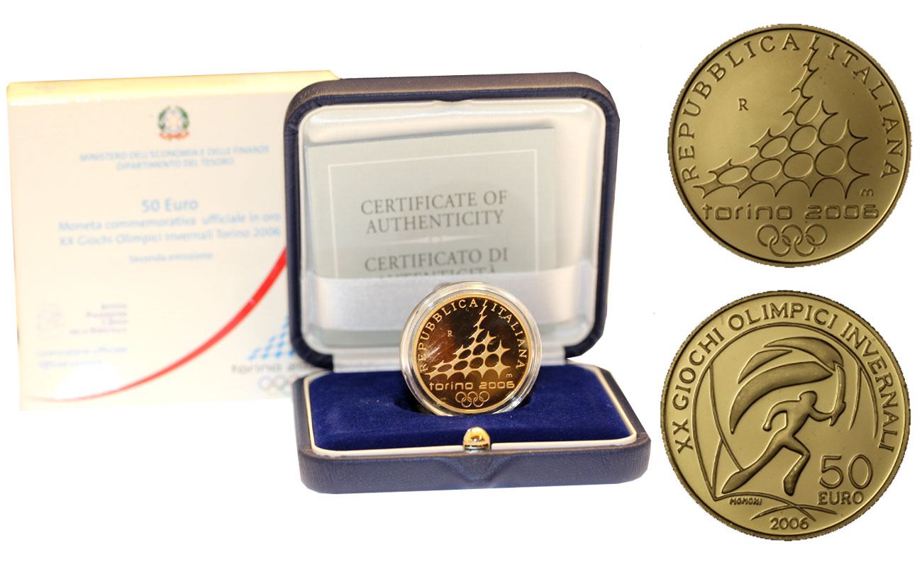 "Olimpiadi di Torino 2006 II serie" - 50,00 euro gr. 16,13 in oro 900/