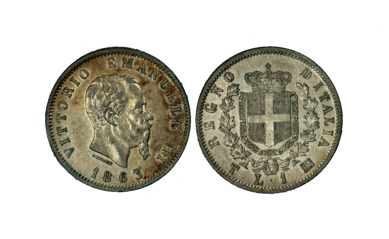 "stemma"- Re Vittorio Emanuele II - 1 lira 