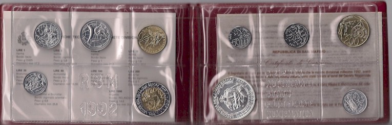"V Centenario della scoperta dell'America" - Serie divisionale di 10 monete - In conf. originale