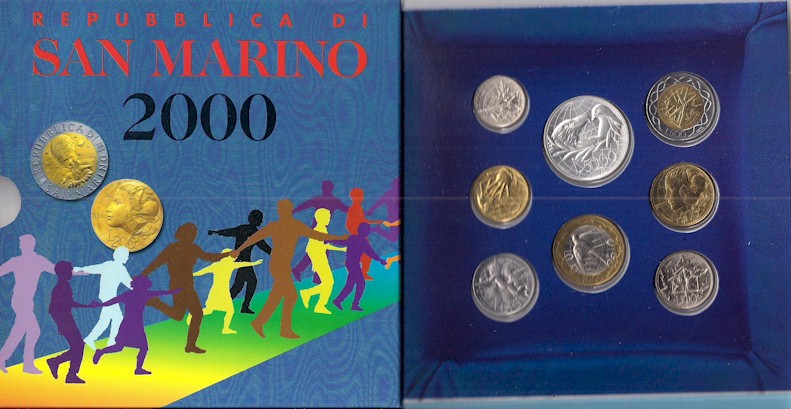 "L'uomo verso il terzo millennio V serie" - Serie divisionale di 8 monete - In conf. originale