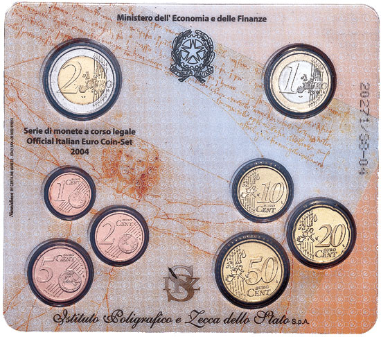 Serie completa di 8 monete in confezione ufficiale