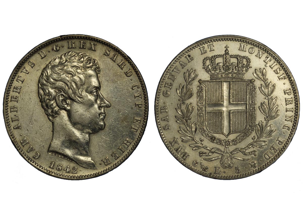 Carlo Alberto - 5 lire zecca di Genova
