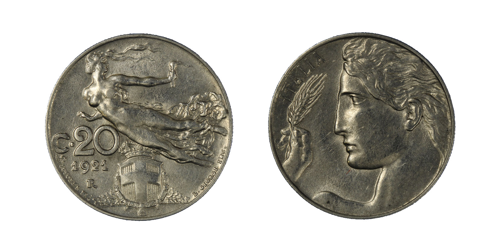 20 centesimi Libertà Librata zecca di Roma