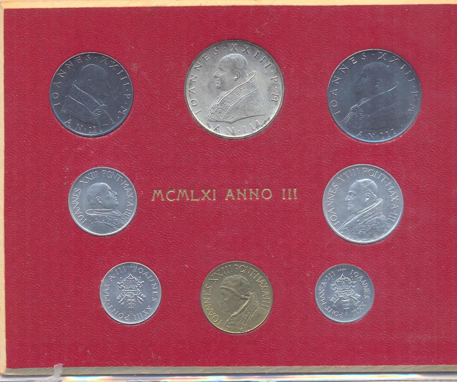 Serie completa di 8 monete "Giovanni XXIII - anno 3 "