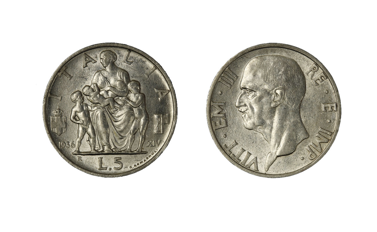 5 lire in argento Fecondit (anno XIV) zecca di Roma
