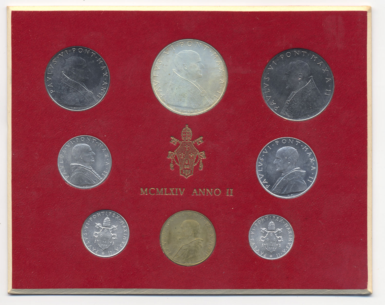 Serie completa di 8 monete "PaoloVI - anno 2 "