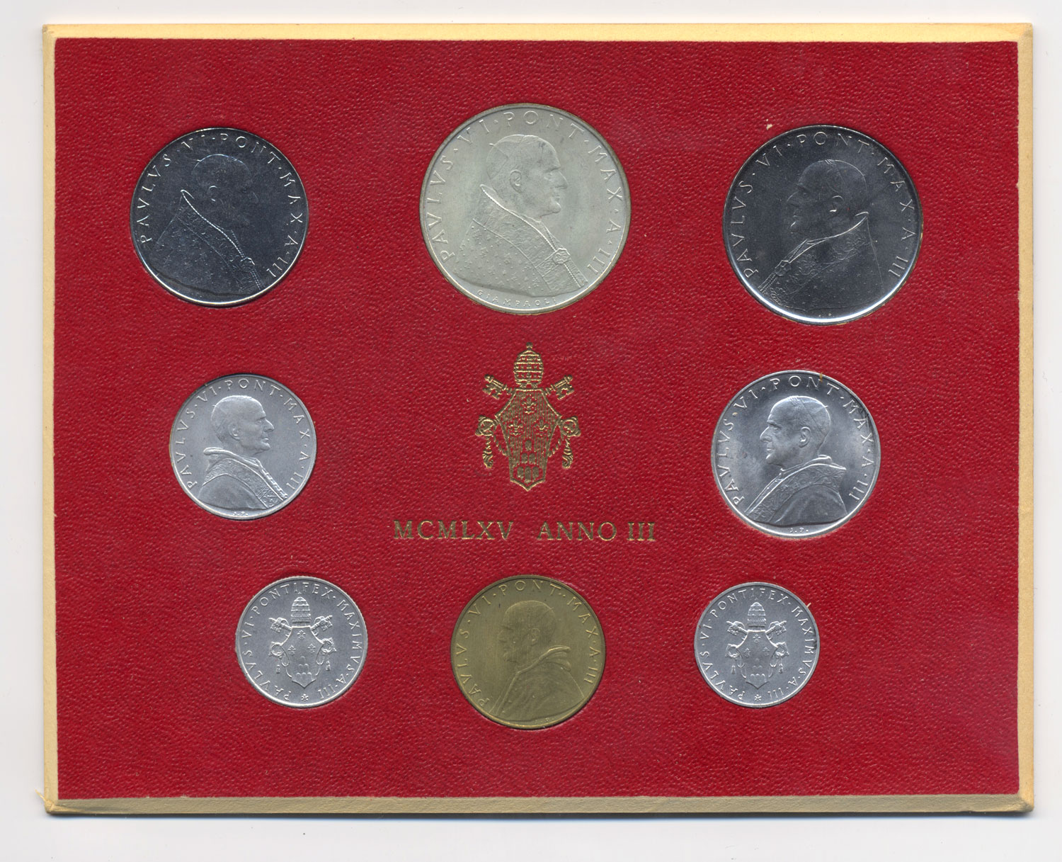 Serie completa di 8 monete "Paolo VI - anno 3 "