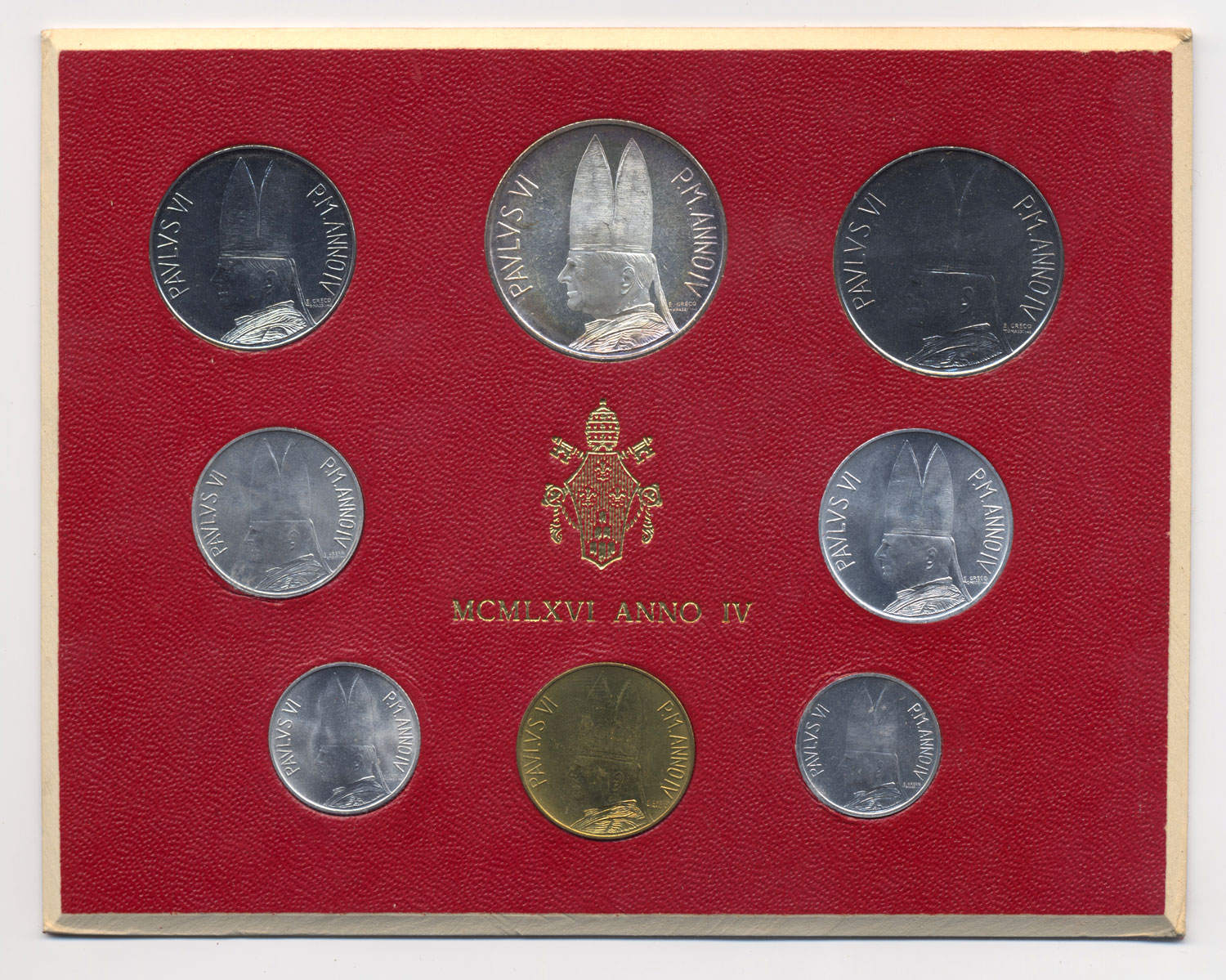 Serie completa di 8 monete "Paolo VI - anno 4 "