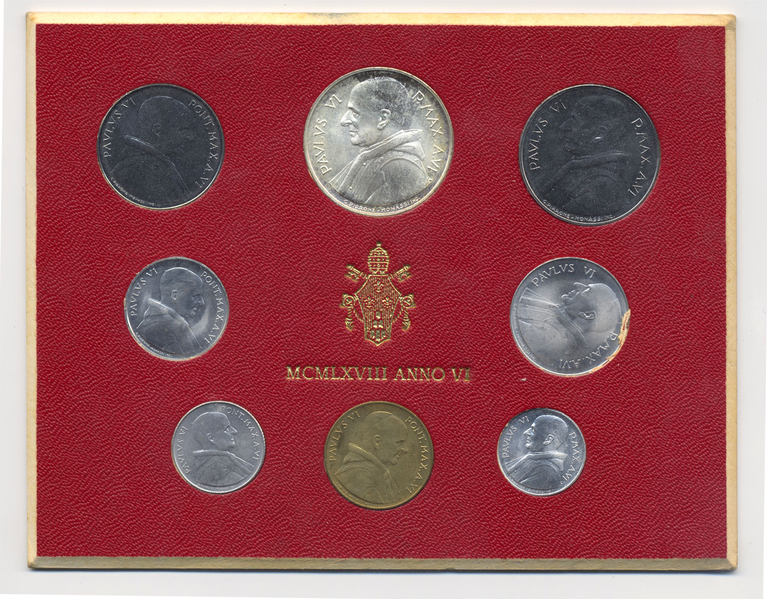 Serie completa di 8 monete " Paolo VI - anno 6 "