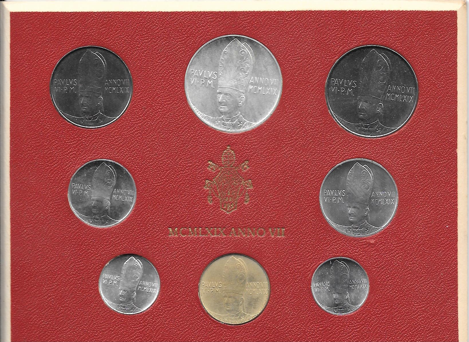 Serie completa di 8 monete "Paolo VI - anno 7 "