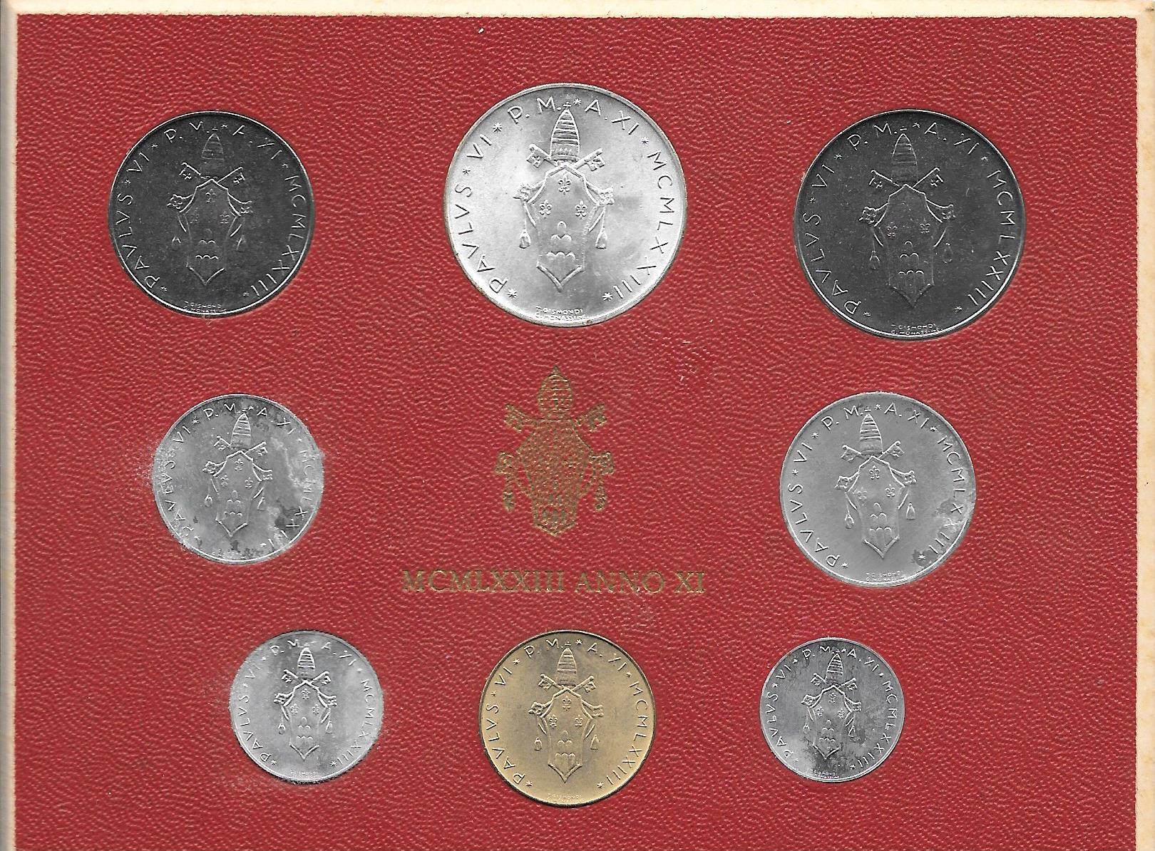 Serie completa di 8 monete " Paolo VI - anno 11 "