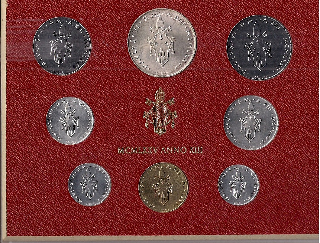 Serie completa di 8 monete "Paolo VI - anno 13 "