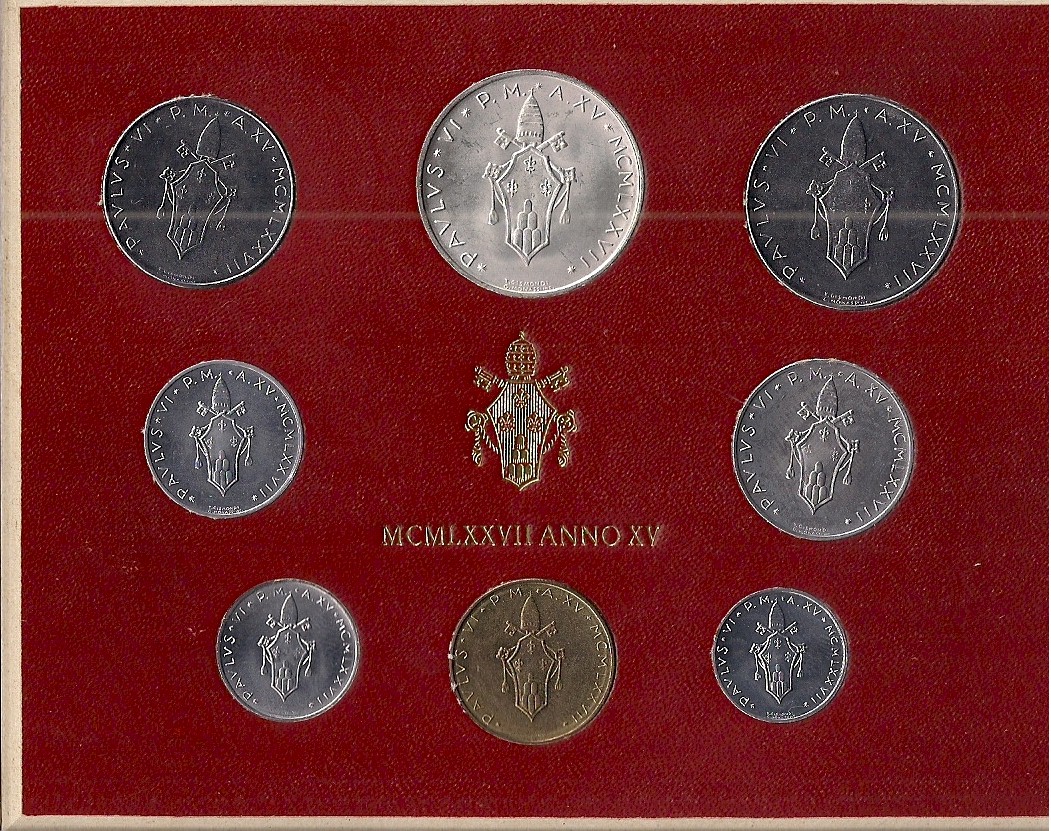 Serie completa di 8 monete "Paolo VI - anno 15 "