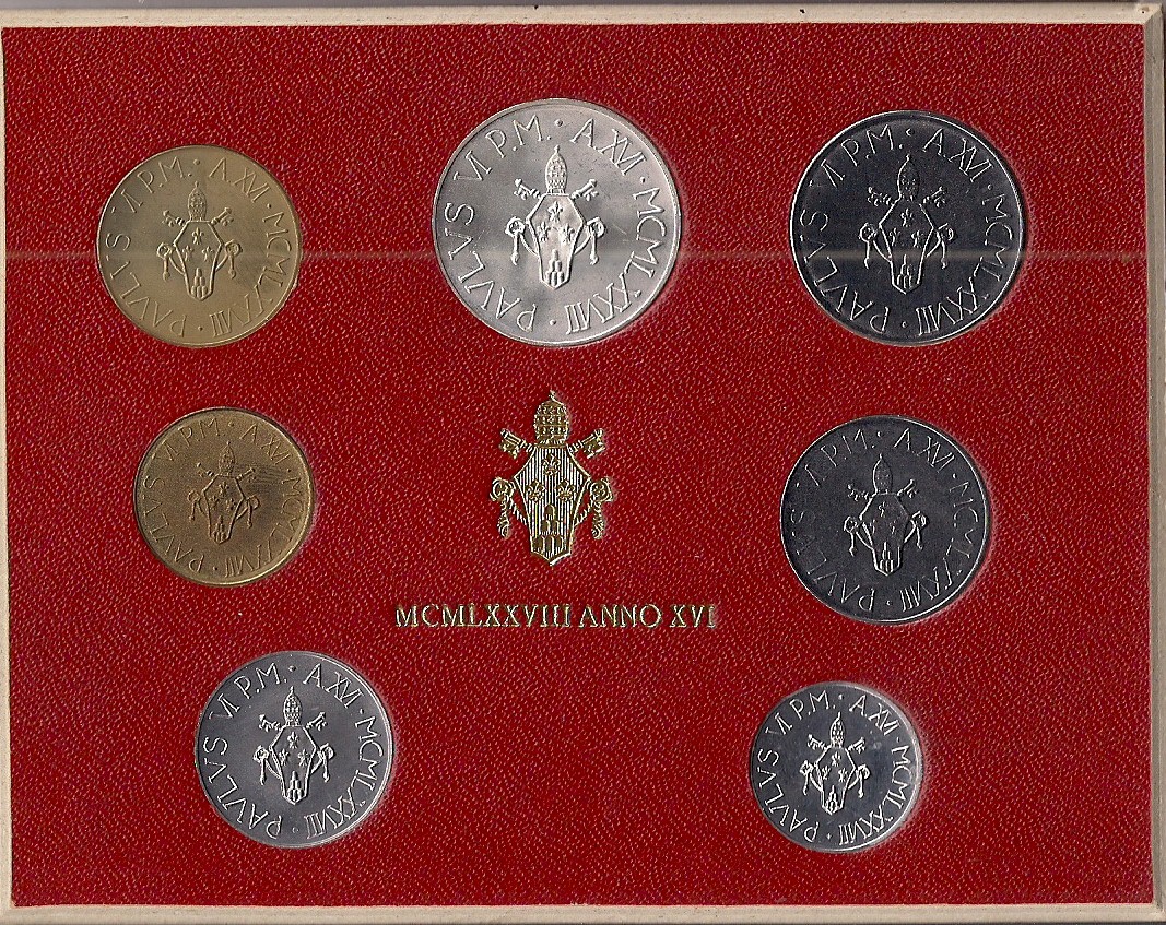 Serie completa di 7 monete " Paolo VI - anno 16  "