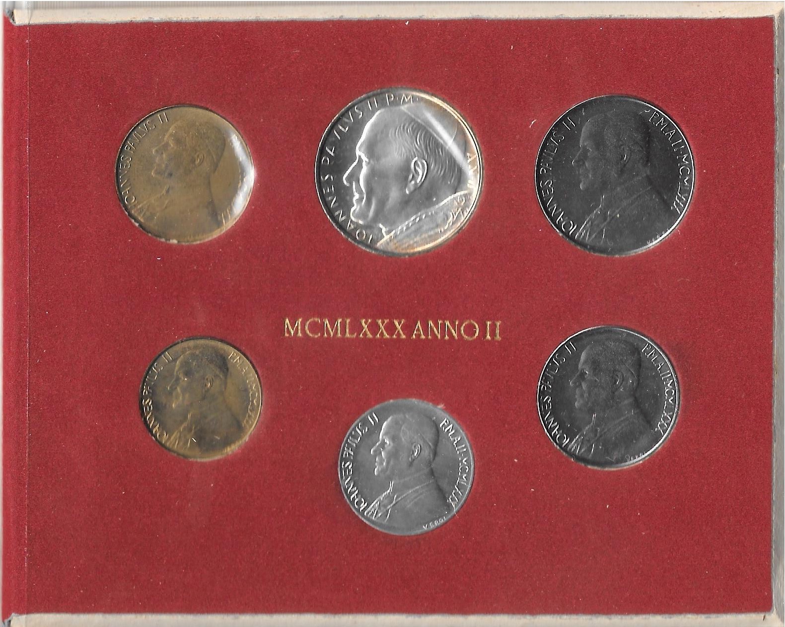 Serie completa di 6 monete " Giovanni Paolo II - anno 2 "