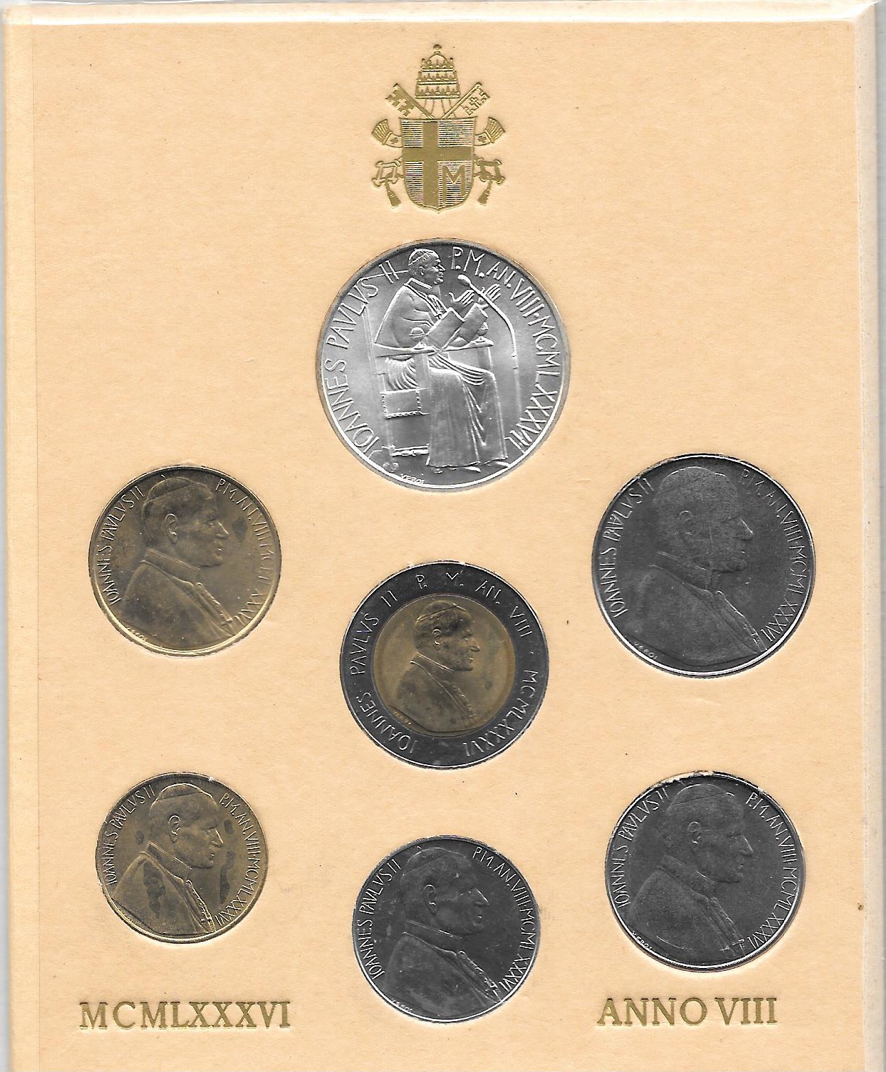 Papa Paolo VI - Serie divisionale di 7 con 1000 lire gr. 14,60 in arg. 835/ - In conf. originale 