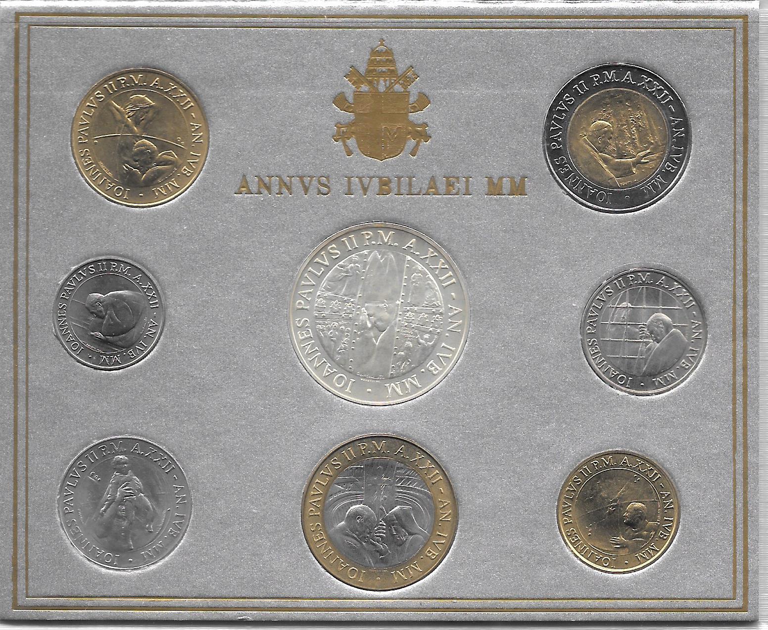 Serie completa di 8 monete "Giovanni Paolo II - anno 22 "