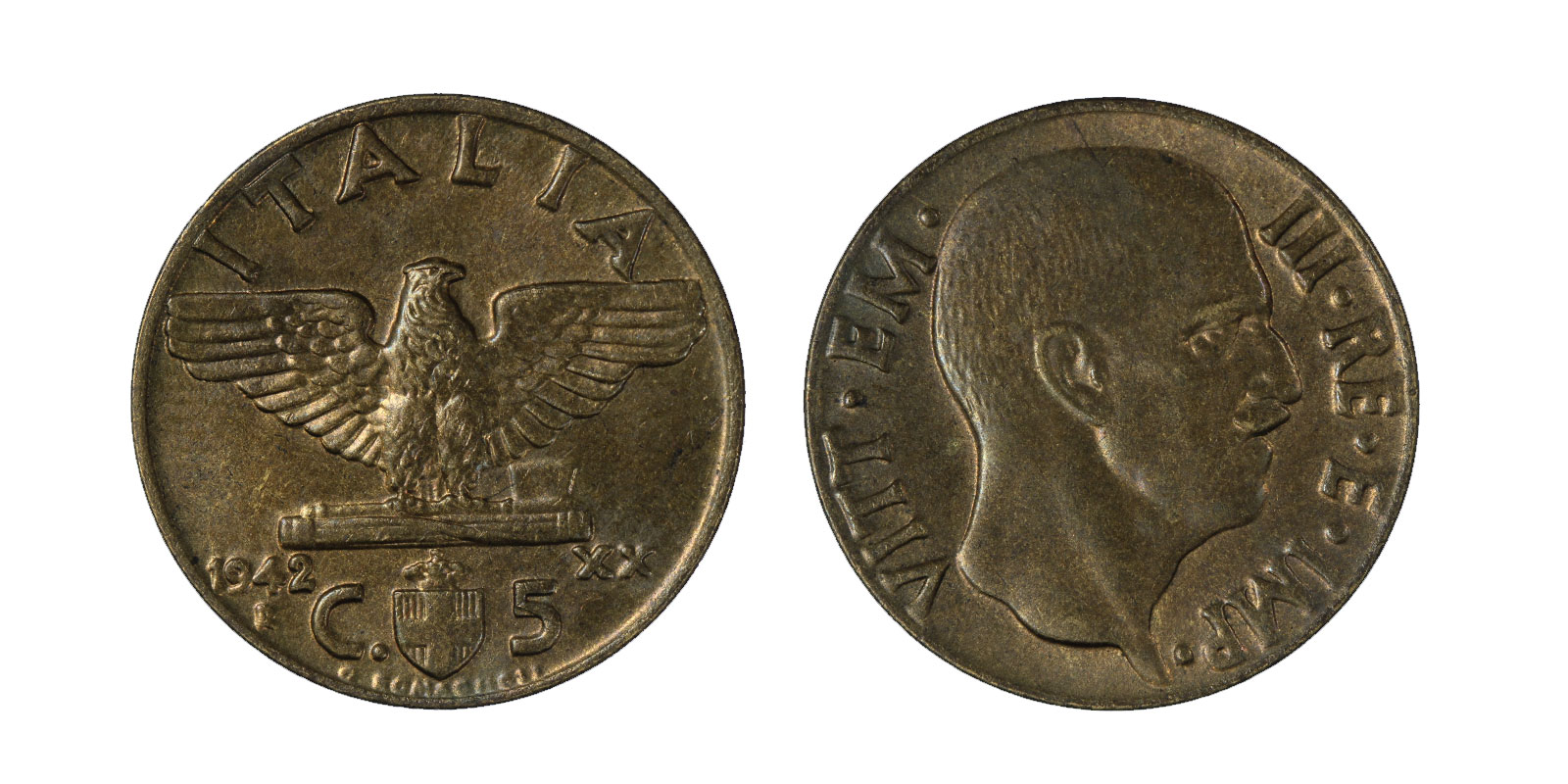 5 centesimi Impero anno XX zecca di Roma