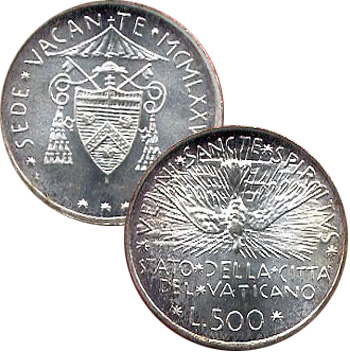 Sede Vacante - 500 Lire commemorativa in argento