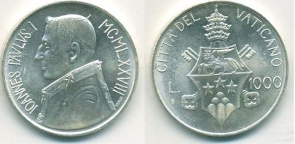 A ricordo di Papa Luciani- 1000 Lire commemorativa in argento