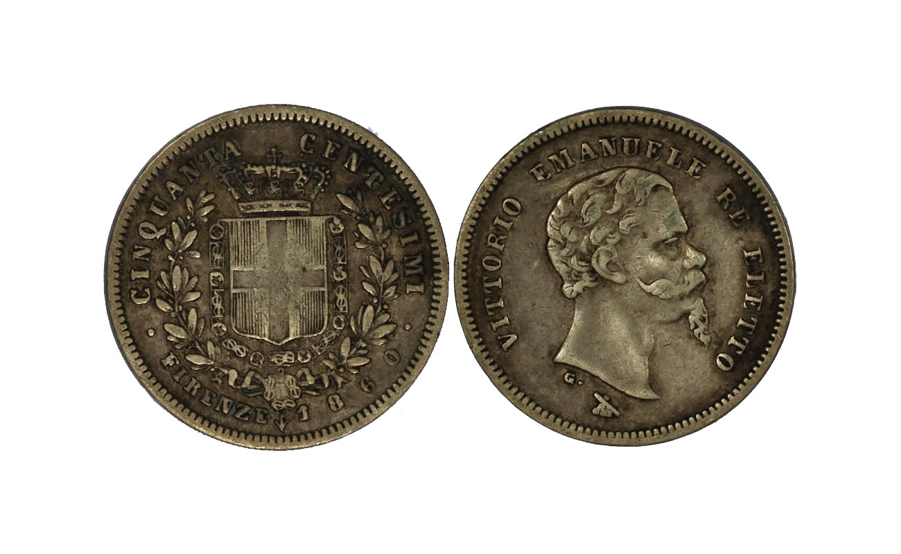Re eletto Vittorio Emanuele II - 50 Centesimi gr. 2,50 in arg. 1860