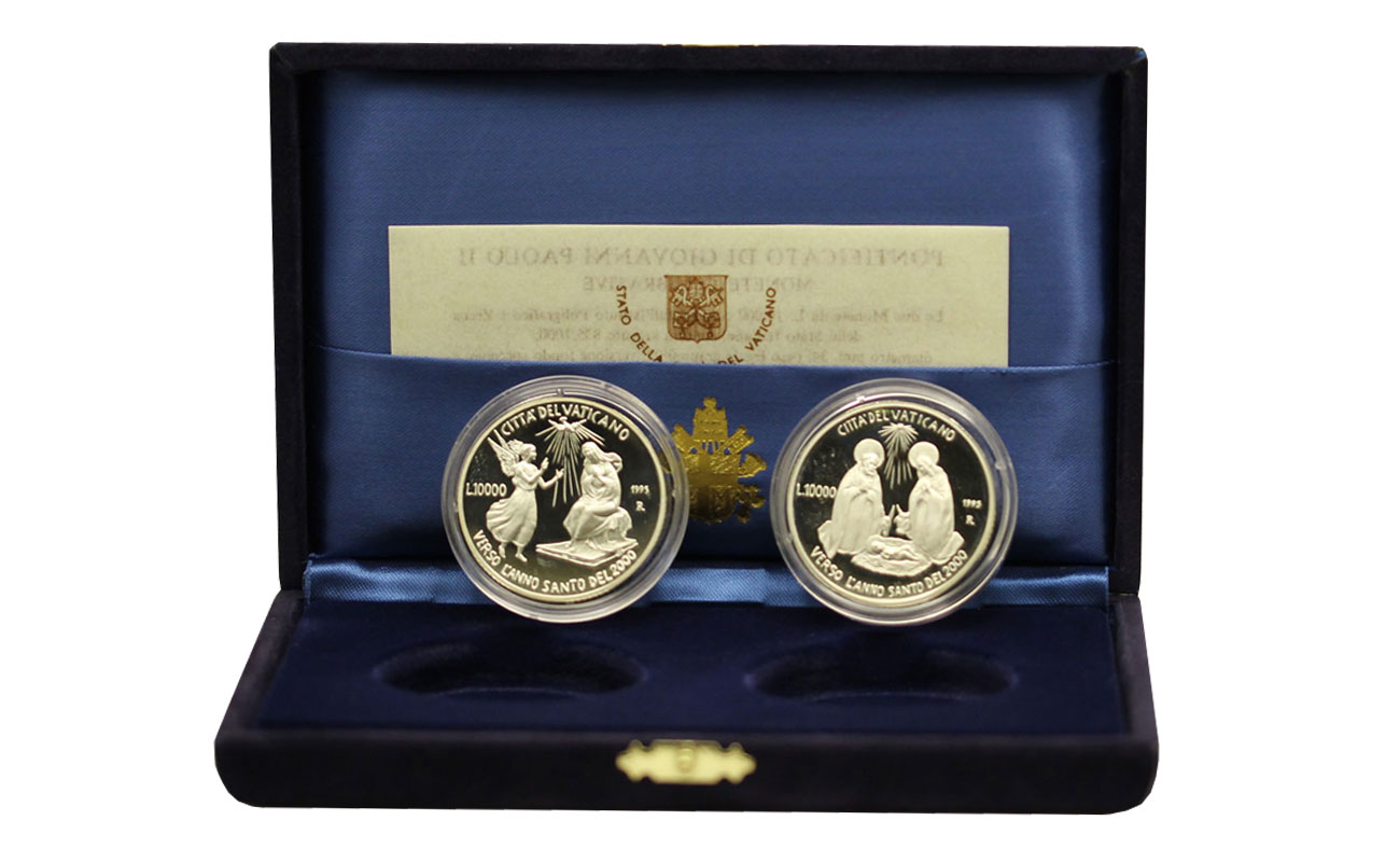 Verso l'Anno Santo del 2000 - 1a Serie - Dittico da 10000 + 10000 Lire commemorative in argento