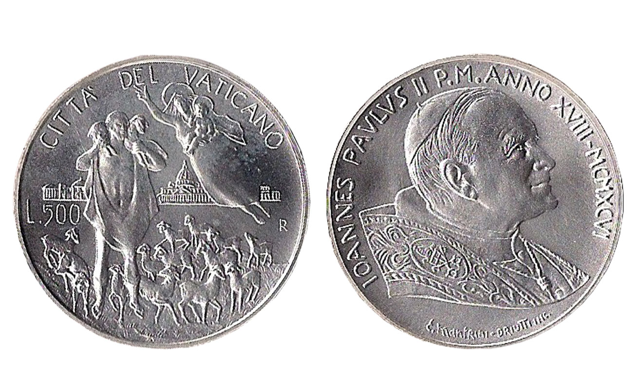 50 Anniversario del sacerdozio di Giovanni Paolo II - 500 Lire commemorativa in argento