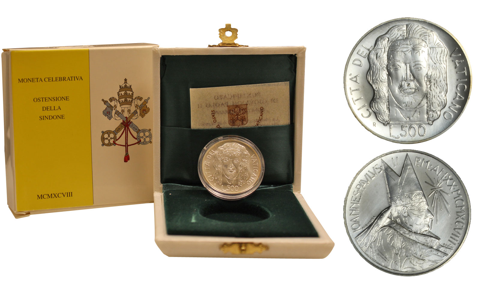 Sacra Sindone- 500 Lire commemorativa in argento - senza scatola di cartone