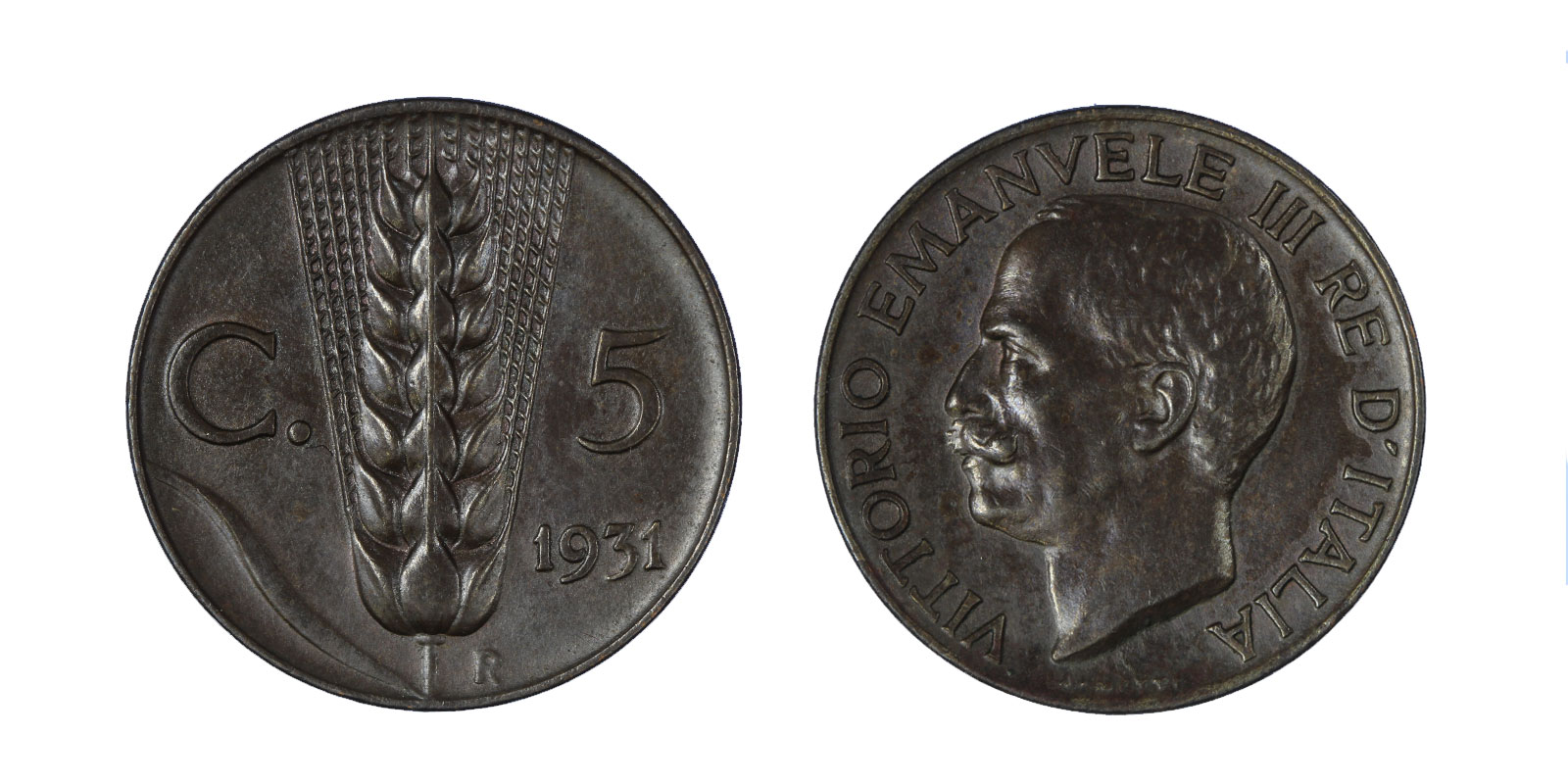 5 centesimi Spiga zecca di Roma
