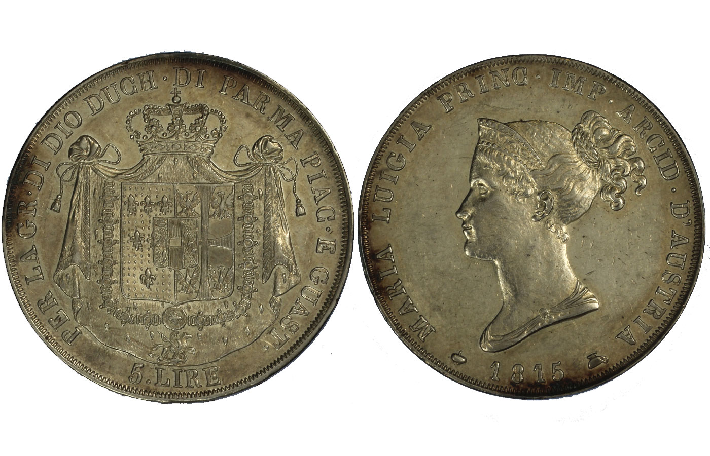 Duchessa Maria Luigia - 5 Lire gr. 25,00 in arg. 900/