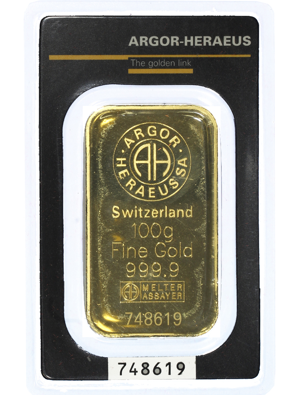 Lingotto da grammi 100 in oro 999,9/000 in blister di Garanzia