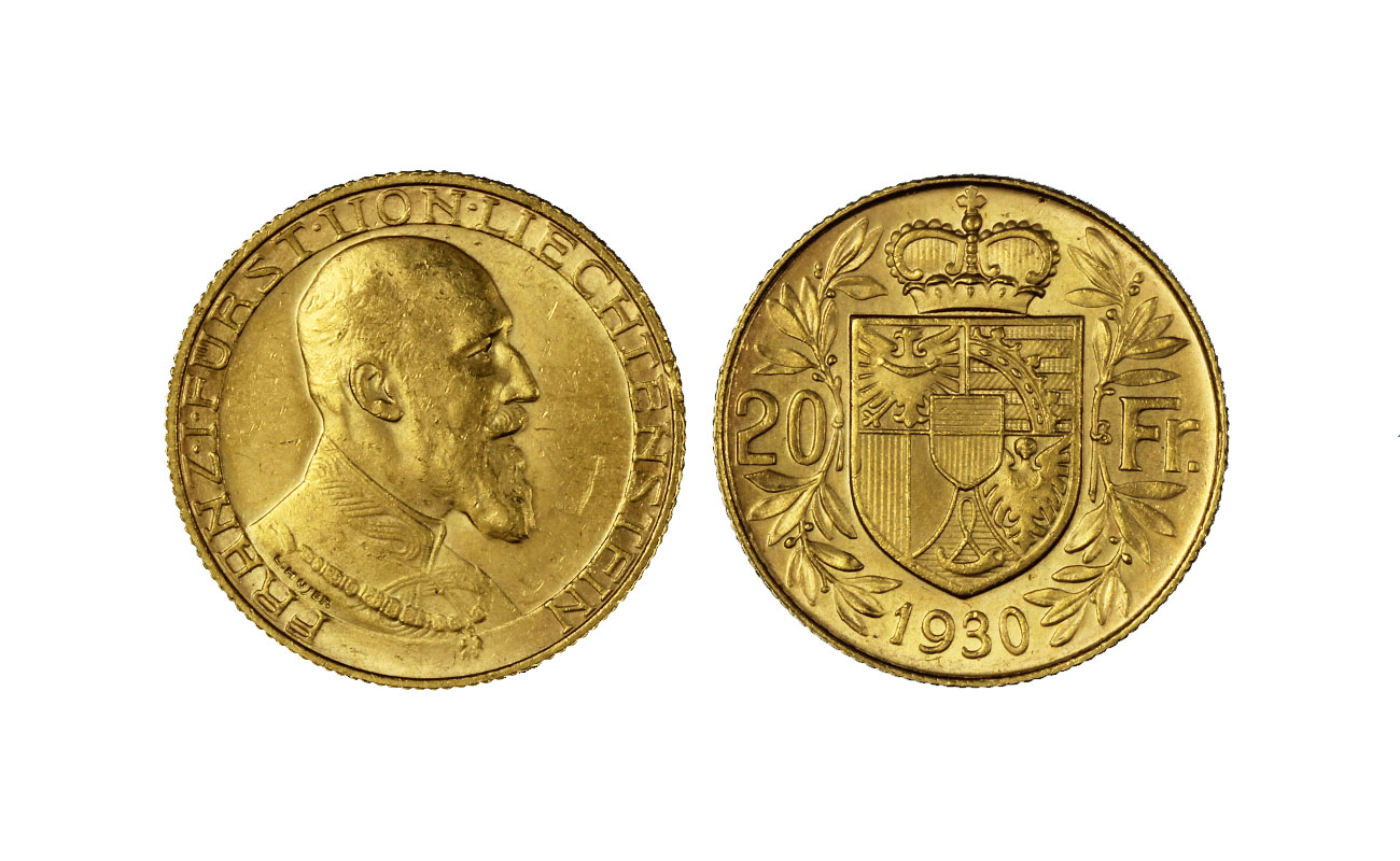 Francesco I - 20 franchi in oro gr. 6,45 in oro 900/