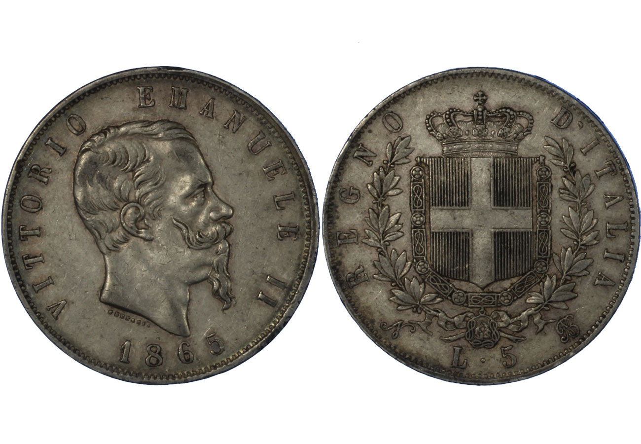 5 lire in argento zecca di Napoli
