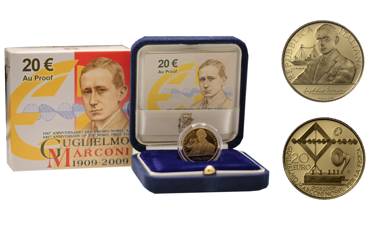 "Marconi" - 20,00 euro gr. 6,45 in oro 900/ - conf. originale 